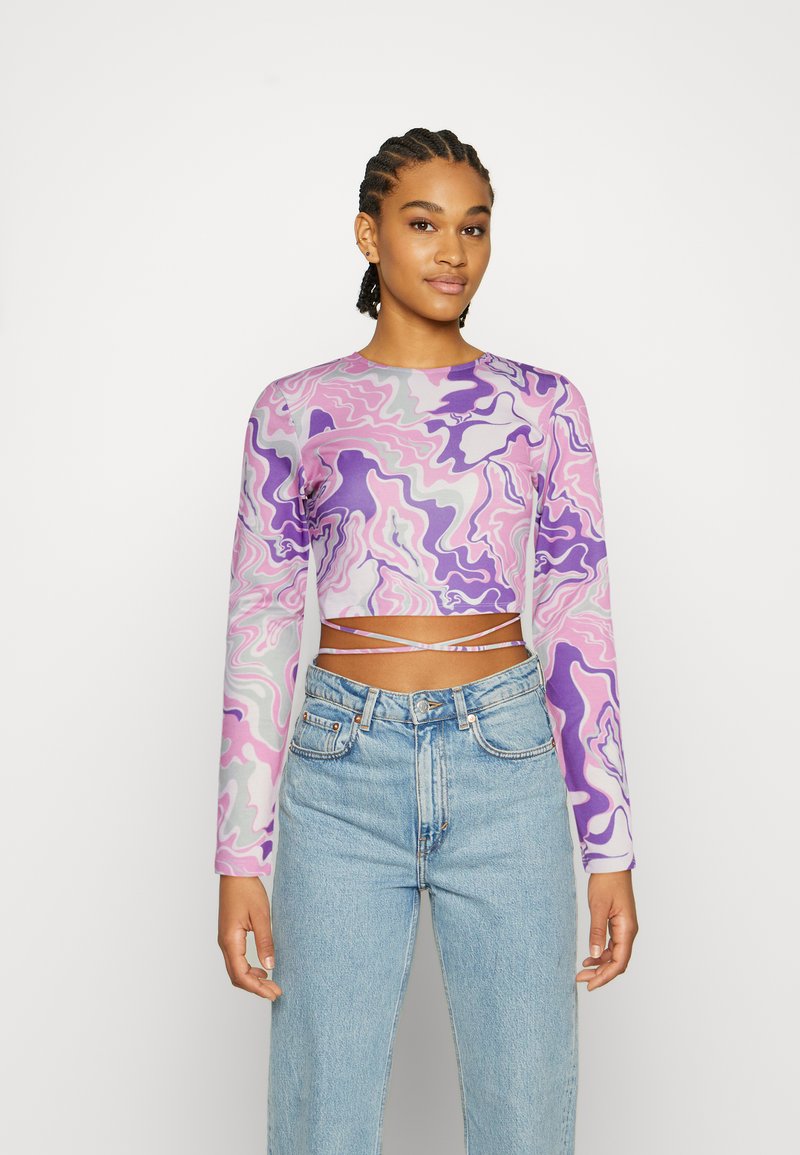 Damen T-Shirts | Nly by Nelly TIE Langarmshirt pink/white/schwarz - GJ06272 Damen T-Shirts | Nly by Nelly TIE Langarmshirt pink/white/schwarz - GJ06272