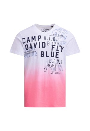 Camp David, CAMP DAVID T-SHIRT V-NECK DIP DYE MIT PRINTS - Print T-shirt - neon pink