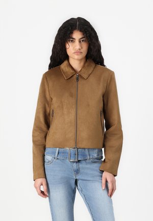 ONLTULIP ZIP JACKET - Veste en similicuir - cognac