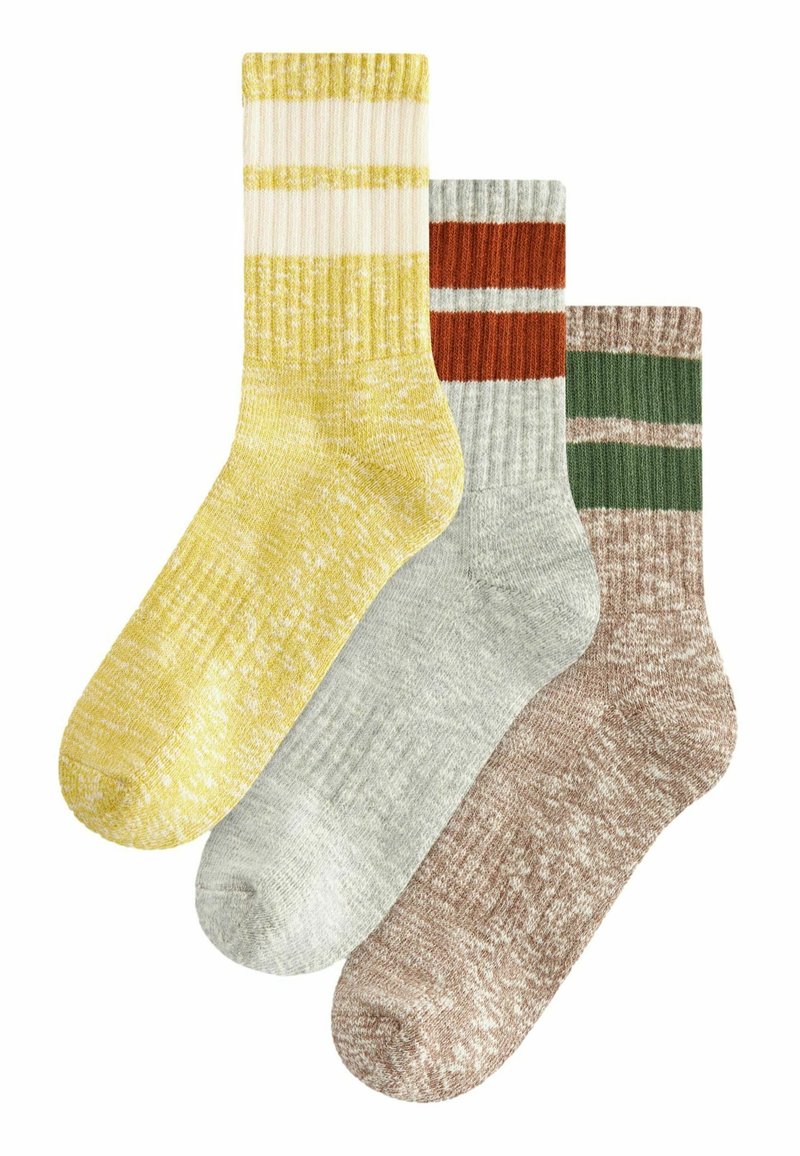 Next STRIPE CUSHION 3 PACK WITH ARCH SUPPORT - REGULAR FIT - Strumpor - green brown