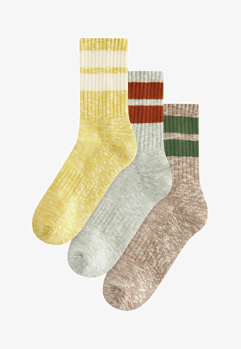 Next STRIPE CUSHION 3 PACK WITH ARCH SUPPORT - REGULAR FIT - Strumpor - green brown