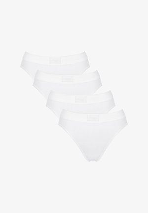 Culottes blanches en coton, lot de quatre, avec une texture lisse et une taille élastique munie d'une étiquette logo à l'avant.