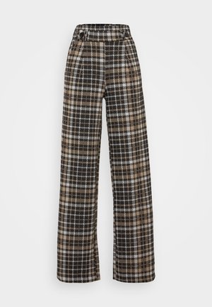 JDY Tall JDYGEGGO MIA LONG CHECK PANT - Püksid - black/silver mink/white