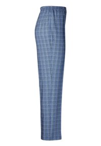 Blauwe geruite broeken met een relaxte pasvorm. Met een elastische tailleband, rechte pijpen en een geweven textuur. Geschikt voor casual wear.