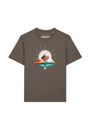 watapparel SUNRISE & LAKE UNISEX - T-shirt imprimé - mocha