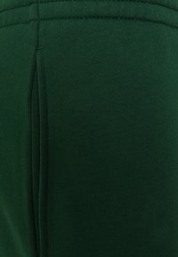 Gröna bomullsträningsbyxor med en slät yta, elastisk midja och sidoseamsdetaljer. Fokuserar på komfort och en avslappnad design.