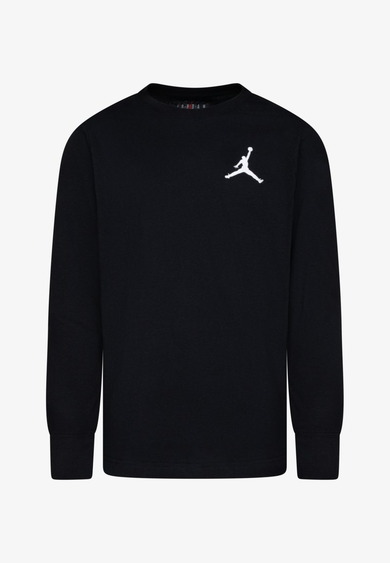 Fekete, hosszú ujjú pamut póló, bal mellen fehér Jumpman logóval. Klasszikus kerek nyakkivágás és bordázott mandzsetták.