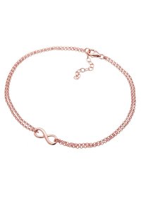 Armband i roséguld med en oändlighetssymbol, som har dubbla kedjor, en kräftkrok och en kedjeextention för justerbar längd.