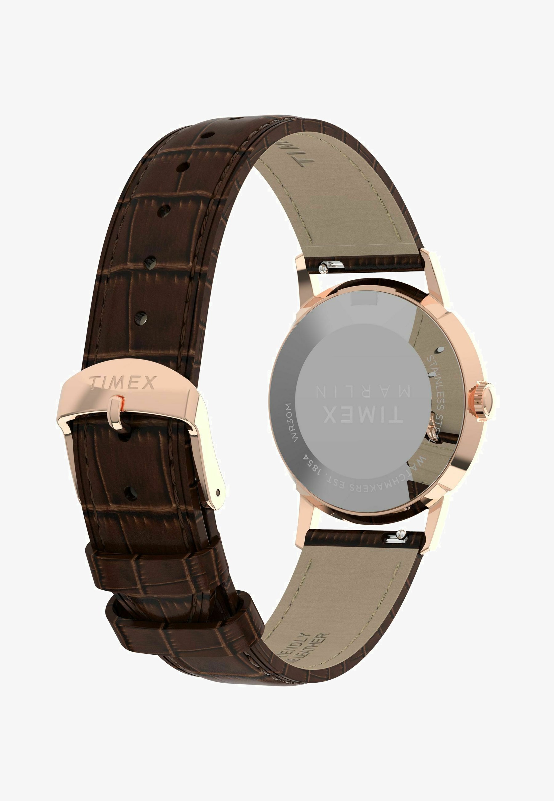 Timex Marlin Orologio Da Uomo – 34mm, Cassa In Acciaio, Quadrante Marrone, Cinturino In Pelle Naturale, Carica Manuale