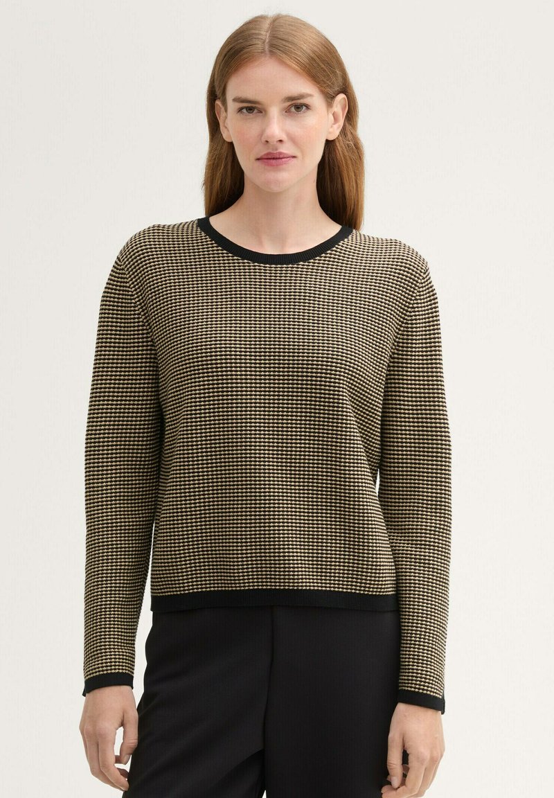 TOM TAILOR PULLOVER MIT STRUKTUR - Strickpullover - black beige bubble knit design