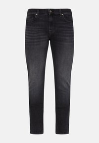 Jeans in denim nero con una vestibilità slim, con chiusura a zip e bottone. Leggera scoloritura e design classico a cinque tasche.