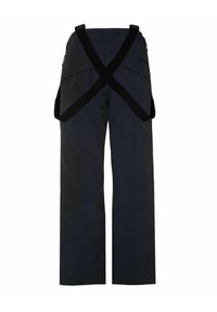 Pantaloni tecnici neri con una vestibilità ampia, dotati di spalline regolabili e di due tasche posteriori per un deposito sicuro.