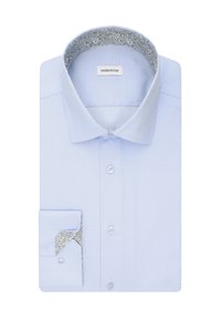 Himmelblaues Hemd mit Button-Down-Kragen, gemustertem Innenkragen und Manschettenakzenten sowie einer Brusttasche. Stoffgemisch aus Baumwolle.