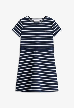 Tommy Hilfiger, ESSENTIAL SHORT SLEEVE SKATER DRESS - Jerseykjole - dark night navy stripes