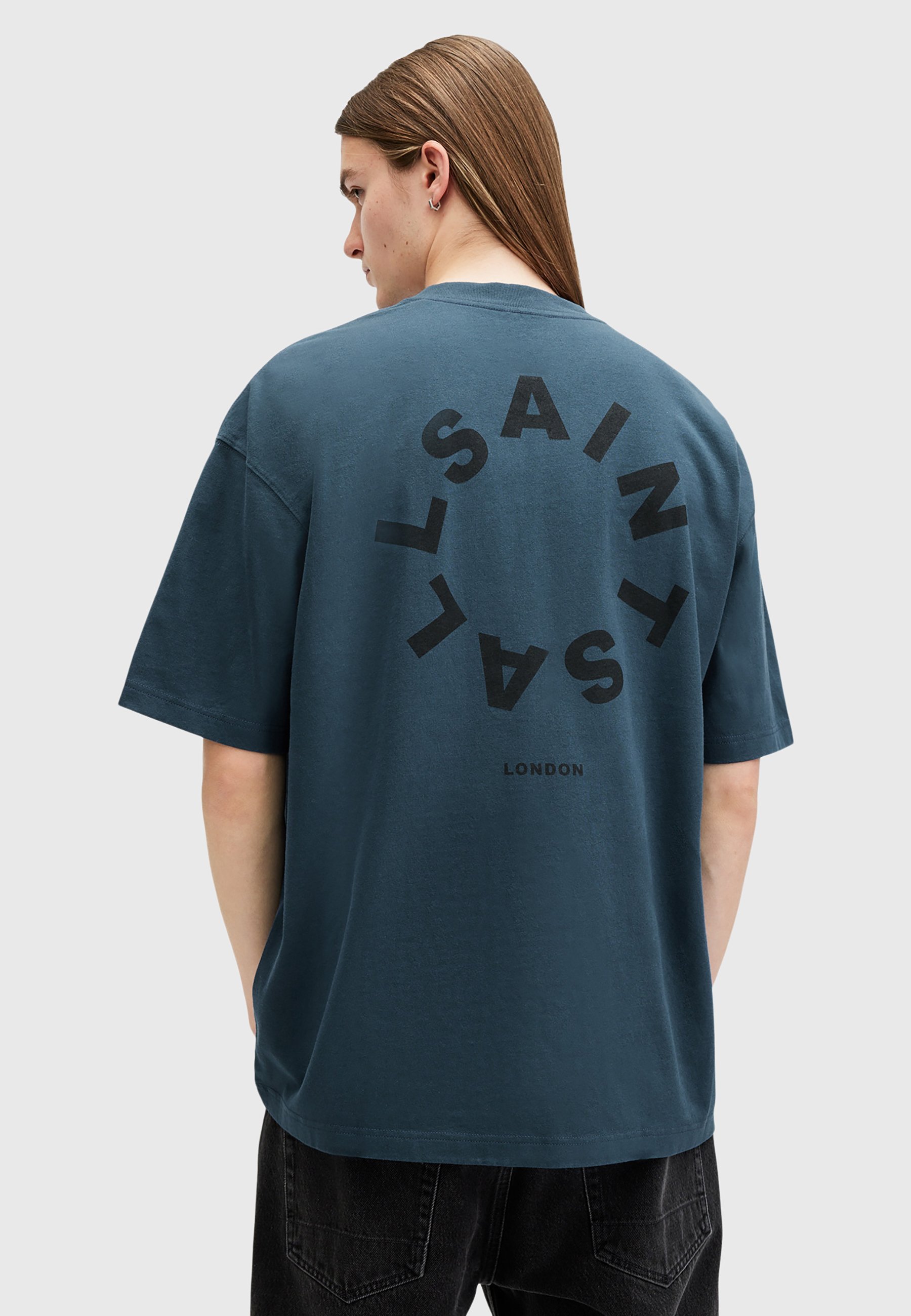 ★ALLSAINTS★ Tierra Crew T-Shirt Tierra Oversized Crew Neck Logo T-Shirt Jet Black | ALLSAINTS