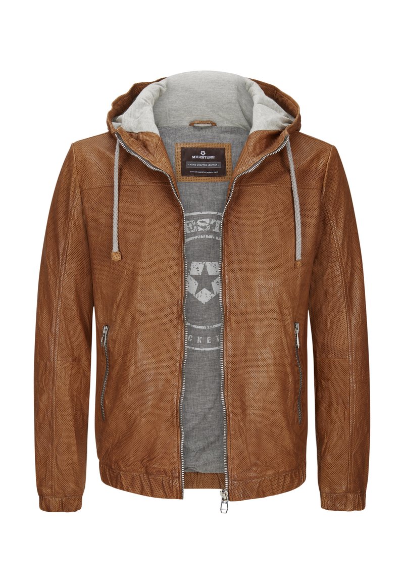 Milestone MSBILL - Lederjacke - dunkel cognac/cognac - Zalando.de