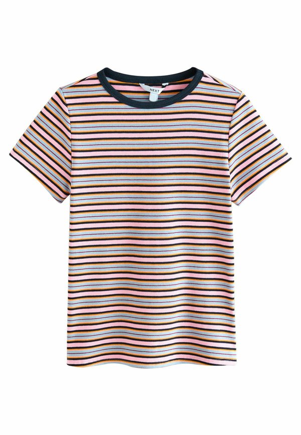 REGULAR FIT - SHORT SLEEVE CONTRAST NECKLINE STRIPED CREW NECK - T-Shirt print - burgundy ecru