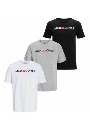Jack & Jones RUNDHALS CORP 3 STÜCK - T-Shirt print - grau weiß schwarz