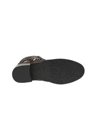 Semelle en caoutchouc noire texturée avec un motif floral, dotée d'un dessus tissé multicolore et d'une fermeture éclair sur le côté pour un enfilage facile. Taille 38.