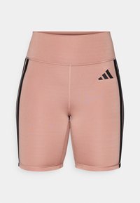 OPTIME ESSENTIALS 3STRIPES SHORT LEGGINGS - Tamprės - warm clay/black