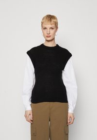 ONLY Tall - ONLVIANI MIX STRUCTURE O NECK - Trui - black/cloud dancer Miniatuurafbeelding 1