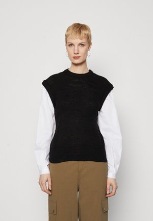 ONLVIANI MIX STRUCTURE O NECK - Jersey de punto - black/cloud dancer