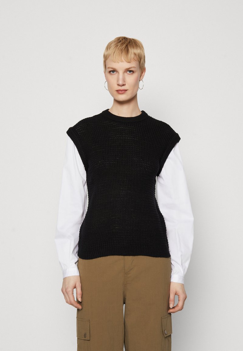 ONLY Tall - ONLVIANI MIX STRUCTURE O NECK - Jumper - black/cloud dancer, Enlarge