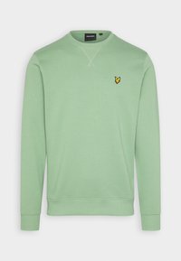 Lichtgroene sweatshirt van zachte stof, met een ronde hals en lange mouwen. Klein geel geborduurd logo op de linkerborst.
