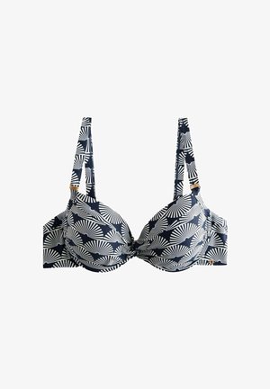 SHAPING PADDED WIRED STANDARD - Sutien costum de baie din două piese - navy white fan print