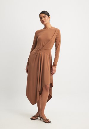 DRAPED MIDI - Jersey dress - taupe