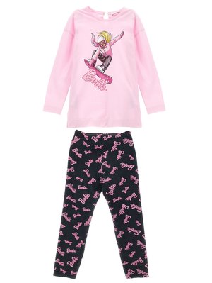 Monnalisa COMPLETO - Leggings - Trousers - rosafairytale/nero