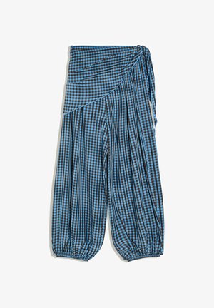 Bershka, CHECKED BALLOON TROUSERS WITH SCARF - Bukser - dark blue