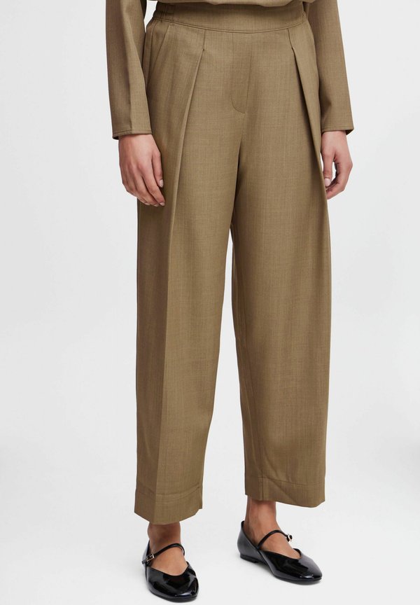 BYMMMIDDE BARREL - Trousers - walnut melange