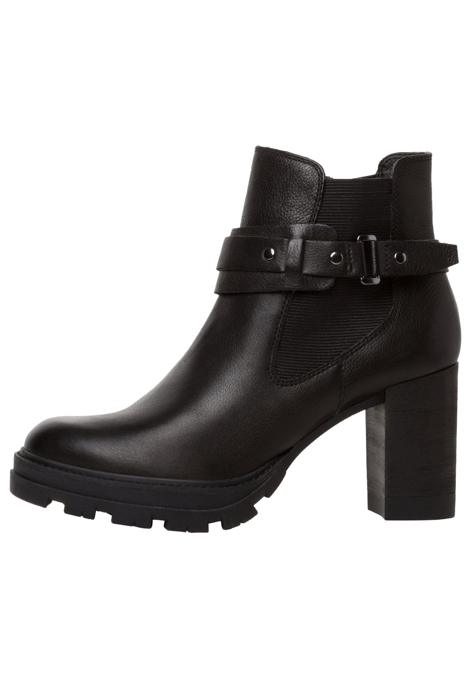 Tamaris Enkellaarsjes met hoge hak - black leather/zwart - Zalando.nl