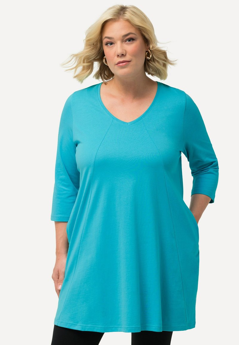 Ulla Popken V-NECK  - Langarmshirt - deep aqua