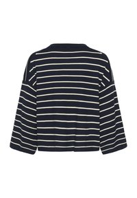 Mørkeblå og hvid stribet cropped top med en bred, afslappet pasform og lange ærmer. Fremstillet af blødt, glat stof med rund halsudskæring.