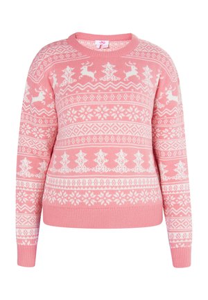 Pullover - pink weiss