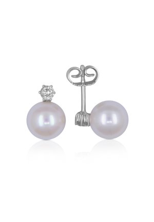 OHRSTECKER AKOYA PERLE 7.5-8MM BRILLANT 0.20CT. - Ohrringe - weißgoldfarben