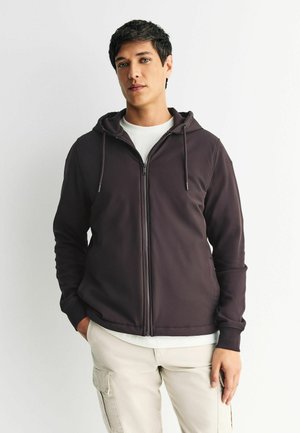 HOODED FIT - HYBRID ZIP THROUGH  - Sweatjacke - chocolate brown