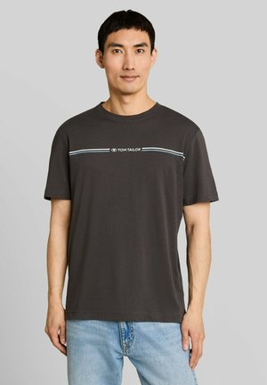 TOM TAILOR, T-SHIRT MIT LOGO-PRINT - Print T-shirt - tarmac grey