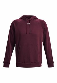 Felpa con cappuccio bordeaux, maniche lunghe, tasca a marsupio, polsini e orlo a costine, con logo bianco sul petto. Tessuto morbido.