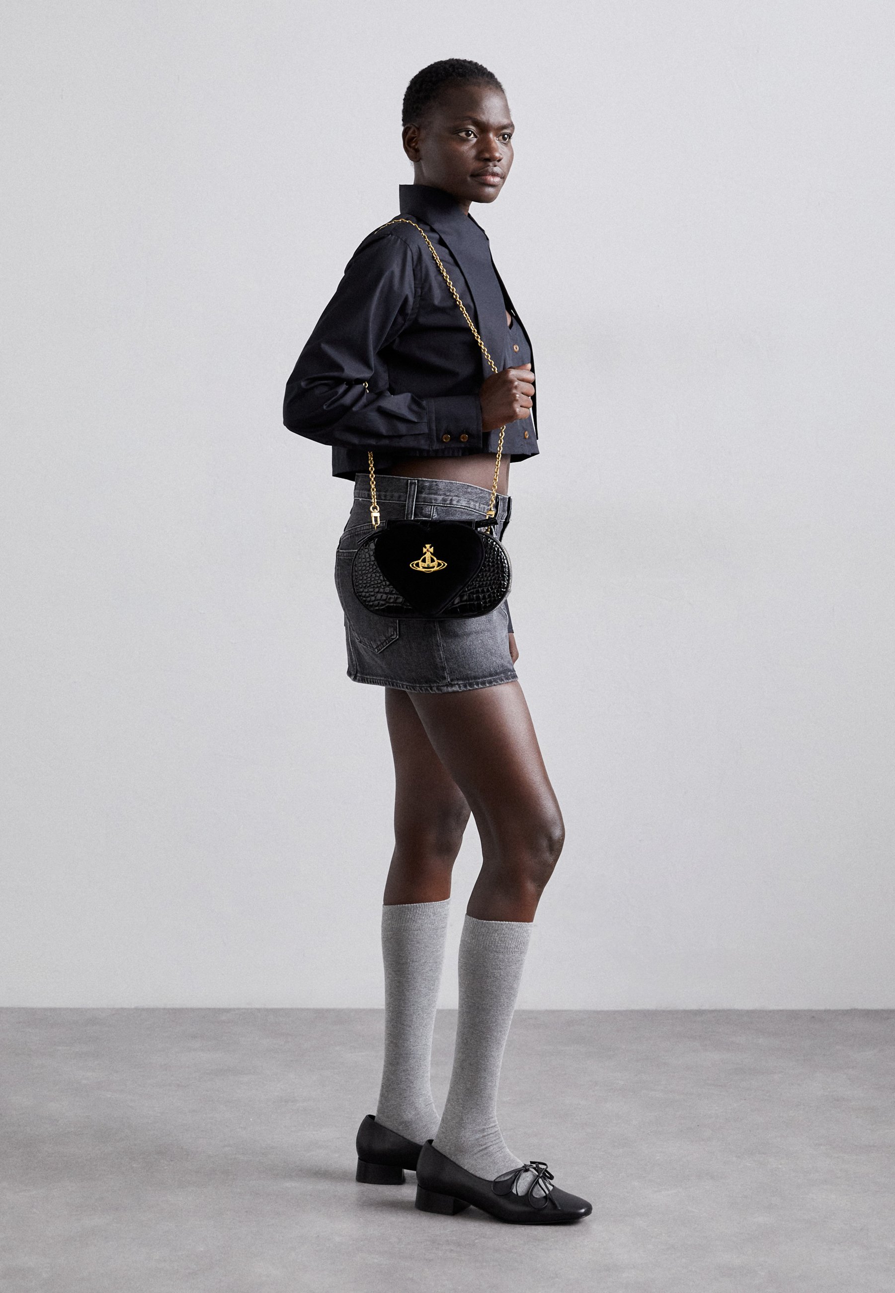 ★Vivienne Westwood★ Johnny Heart Flap Crossbody Bag Silver Vivienne Westwood JONNY HEART FLAP CROSSBODY - Cross body
