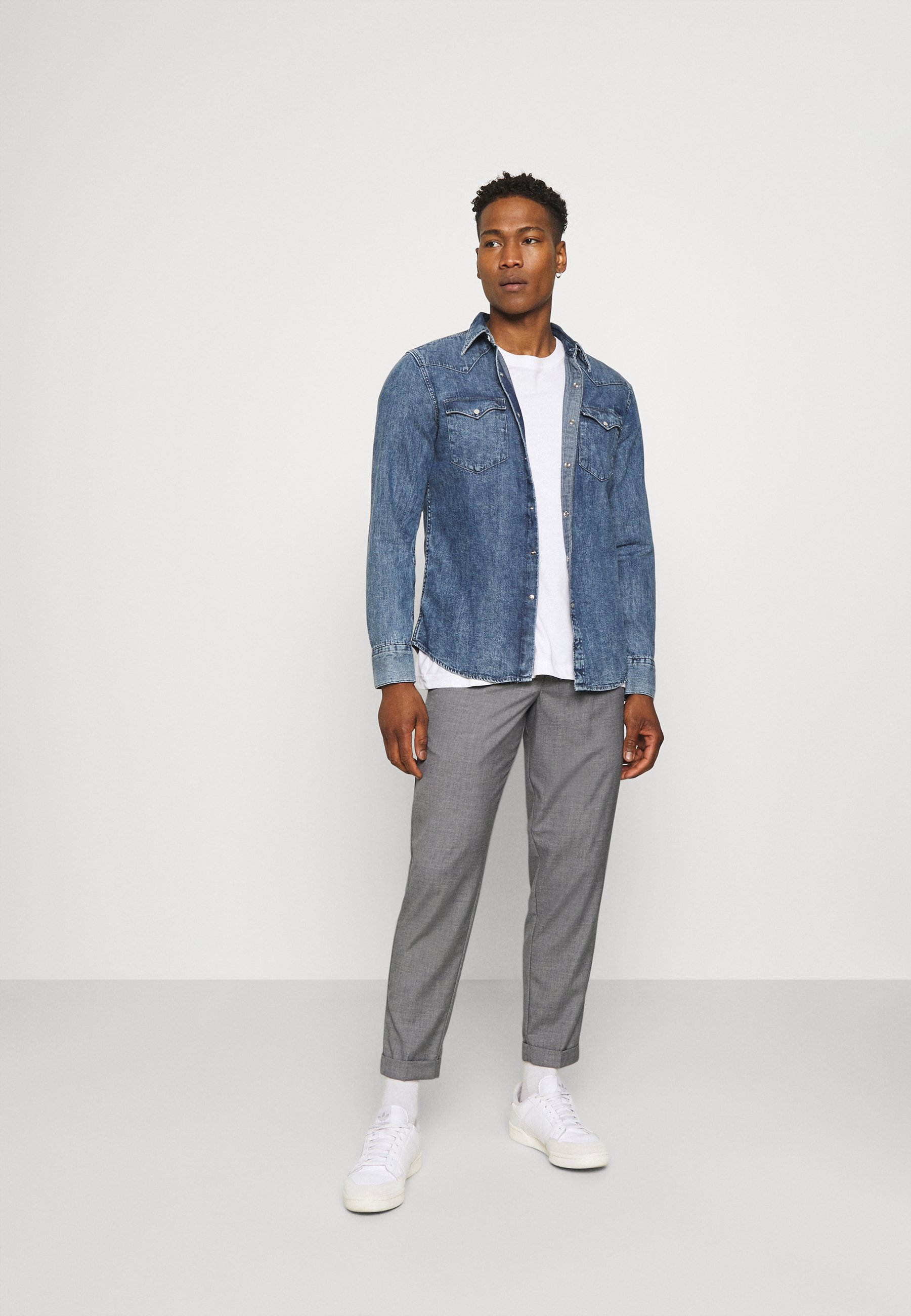 Jack \u0026 Jones PREMIUM JJIBILL JJJORDY CROPPED - Pantaloni - grey  melange/grigio screziato - Zalando.it