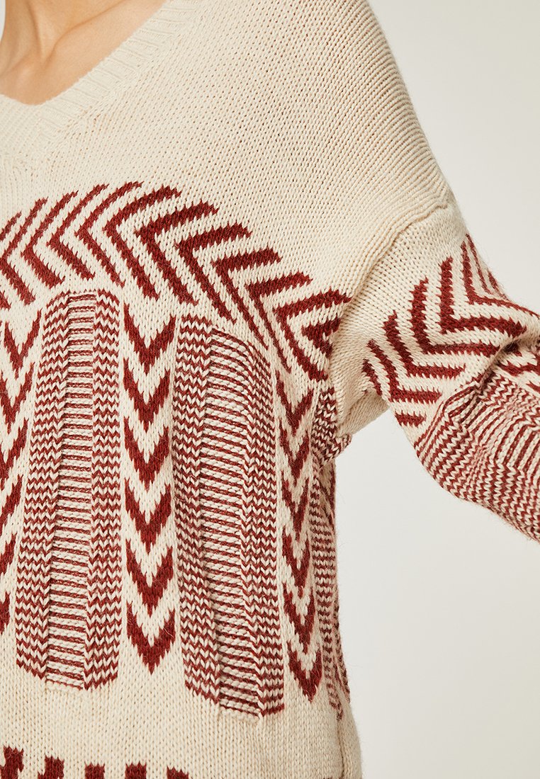 ANDAM JERSEY DE MUJER CUELLO PICO MANGA LARGA - Jersey de punto -  crudo/crema - Zalando.es