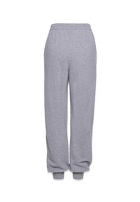 Heledad hallhargad fliisist särke, millel on elastne vöökoht ja mansetid, nähtud tagantpoolt valgel taustal.