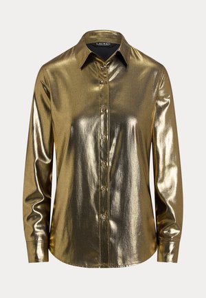 Lauren Ralph Lauren, CLASSIC FIT METALLIC CHIFFON SHIRT - Hemdbluse - black/antique gold-coloured