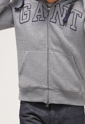 GANT Felpa con zip - mottled dark grey