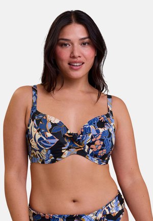 FIDJI - Haut de bikini - imprimé exotique noir