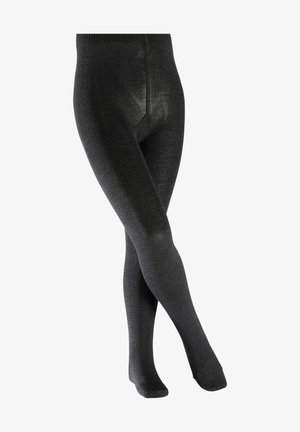 Schwarze Strickleggings mit gerippter Textur, verfügt über einen hohen Bund und eine glatte Oberfläche, entworfen für Komfort und Wärme.