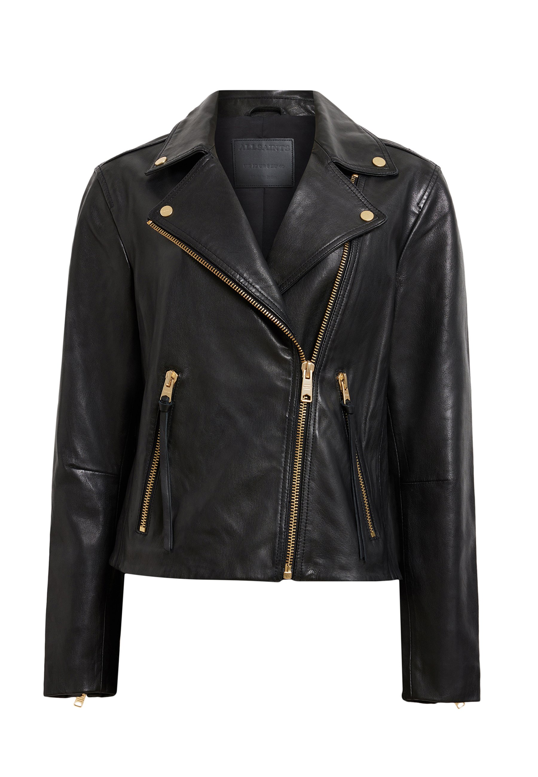 All Saints DALBY BIKERサイズUK12 US8 AllSaints DALBY BIKER - Leren jas - black gold/zwart - Zalando.nl